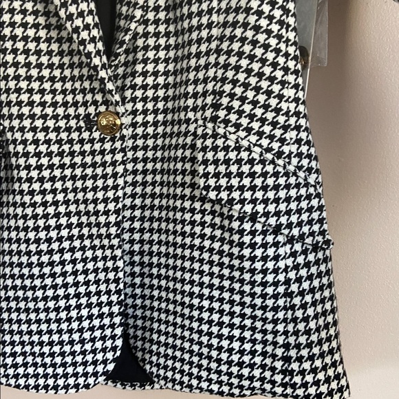 Aqua Houndstooth Blazer Women Black White Tailored One Button Classic Jacket - Picture 5 of 10